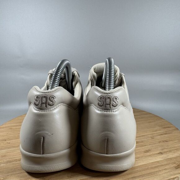 S SAS Womens Free Time Shoe Size 8 WIDE Bone Cream Leather Casual Sneaker Lace l - Picture 4 of 8
